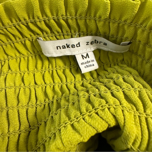 NAKED ZEBRA Long Sleeve Mock Neck Blouse Lime Green Women’s Size Medium - Picture 5 of 6